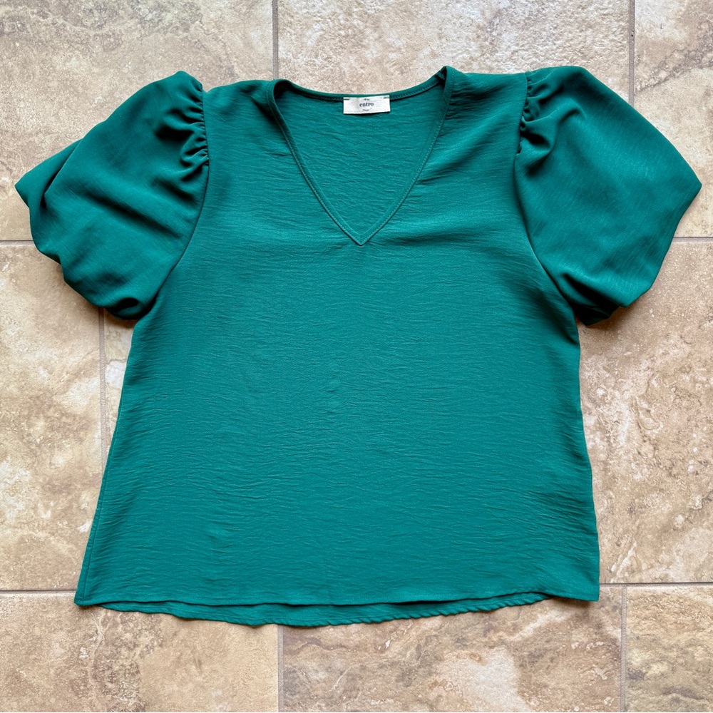 Entro Puff Sleeve V-Neck Blouse, Small